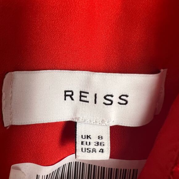 Reiss Abrianna Red Lace V-Neck Cap Sleeve Cocktail Dress Size 4 - Picture 13 of 15